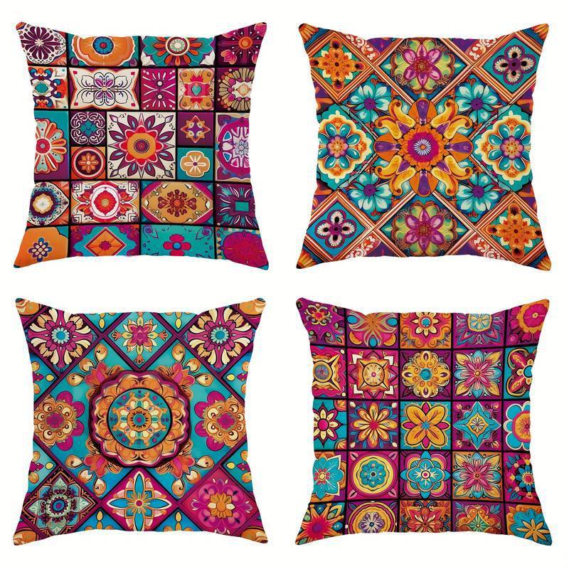 Retro Bohemian Style Pillow Cover Linen Printed Home Ornament Pillow Cushion Bed & Breakfast Sofa