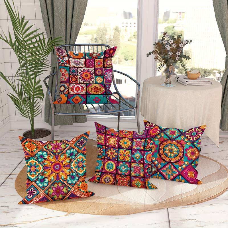 Retro Bohemian Style Pillow Cover Linen Printed Home Ornament Pillow Cushion Bed & Breakfast Sofa